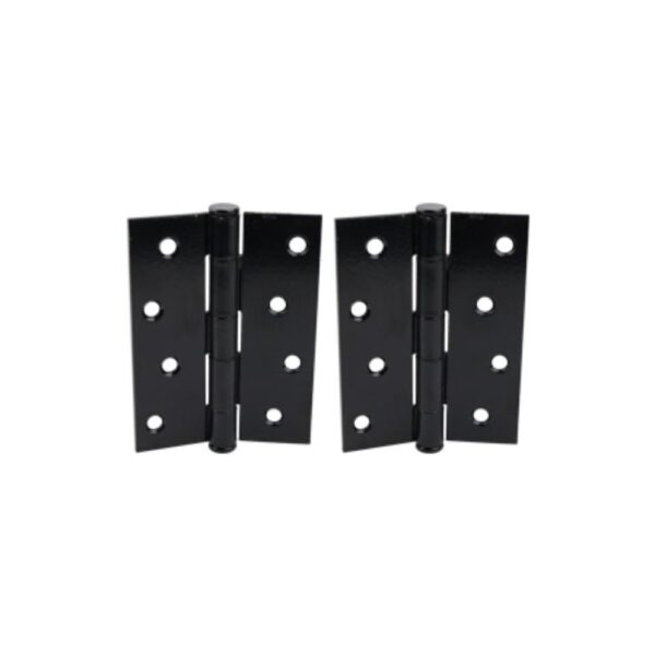 BUTT HINGE - 100x75mm - Zinc Plated Steel - Powder Coated Black - Pair of 2 the diy fence company