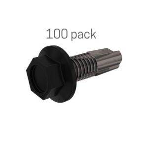 Bag of 100 Tek Screws - 12G x 20mm - BLACK